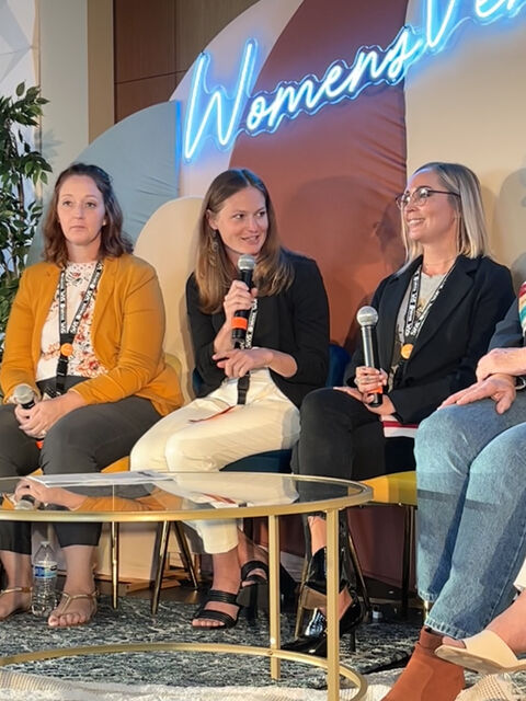 Elizabeth Arnold participating in a panel conversation with other panelists
